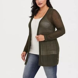Torrid Knit Olive Green Cardigan, NWOT, 3X